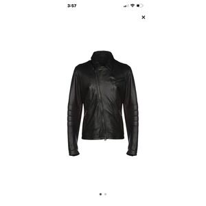 HCR Italia Mens Black Leather Moto Biker Jacket Made in Italy Asymmetrical Zip